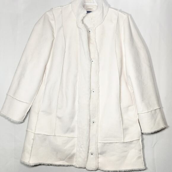 Dennis Basso Faux Suede Snap Front Women's Coat Large - Picture 1 of 5